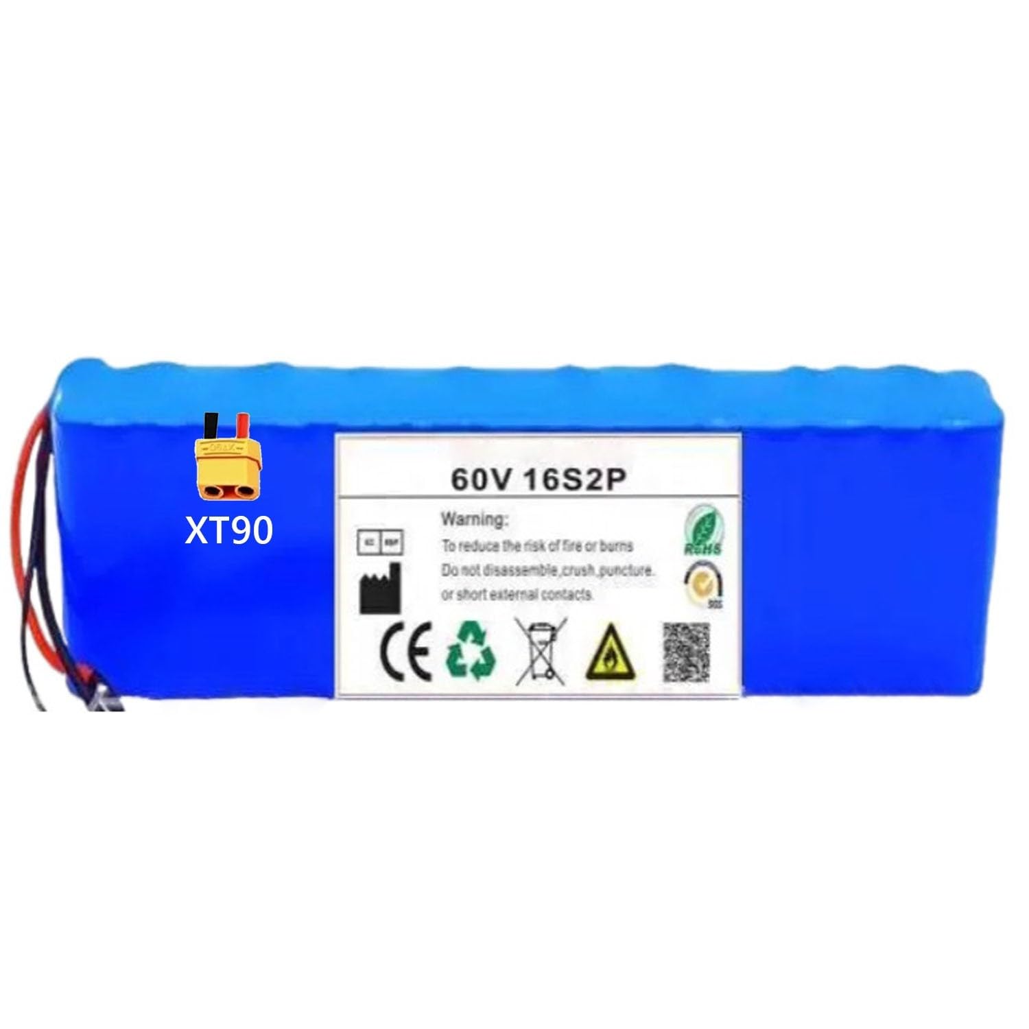 60V 38Ah 16S2P Wasserdichter Batterien Für Elektrofahrräder Integrierte Schutzschaltung Hochleistungs Akku Für Ebike Scooter Motorrad Go Kart Motor