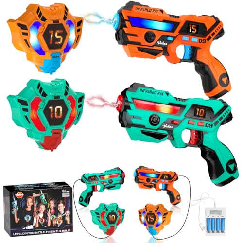 VATOS Recargable Laser Tag Set 2 Packs - En Tiempo Real de Datos Sync Infrarrojos Laser Tag Sets, 2 Jugador Lazer Tag Juego de Disparos para Niños Adolescentes Edad 6-12 años