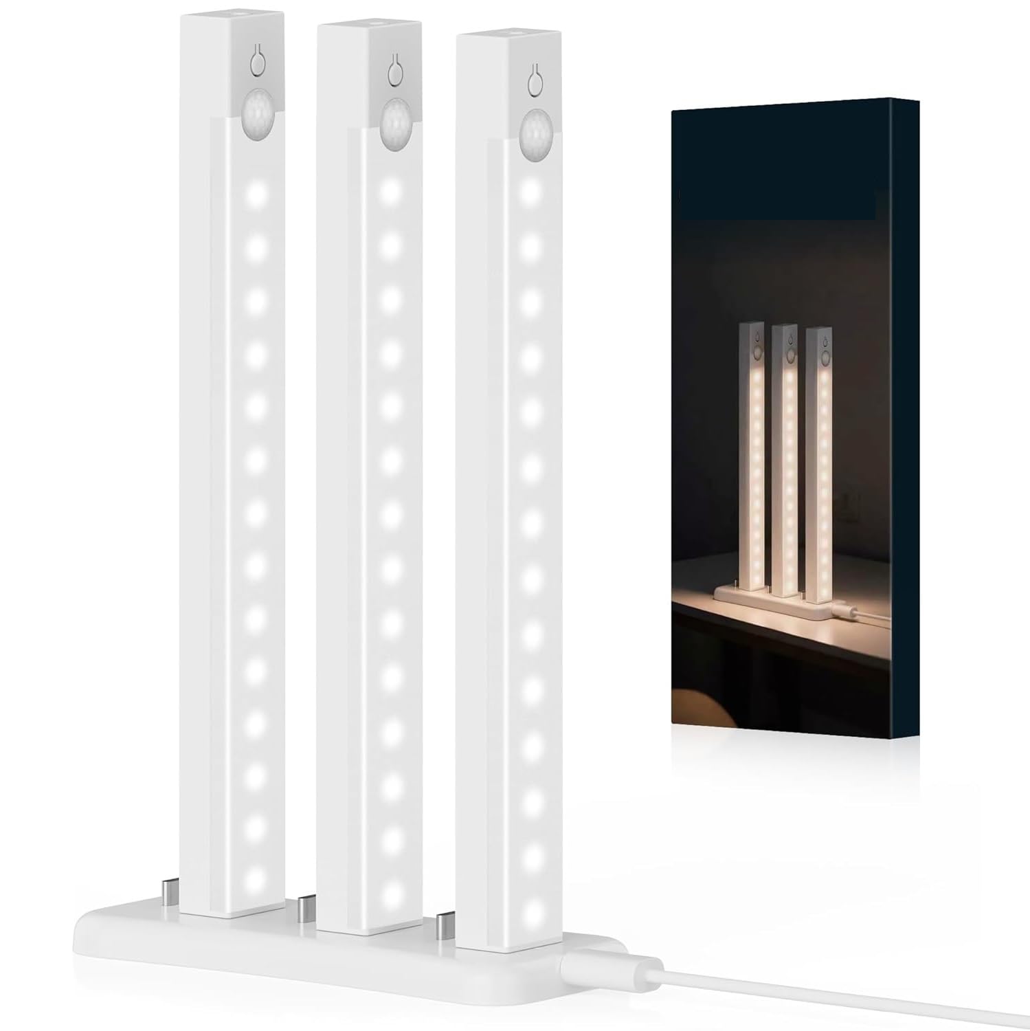 Photo 1 of Under Cabinet Lighting Rechargeable, 8Inch Motion Sensor Light Indoor 3Pack