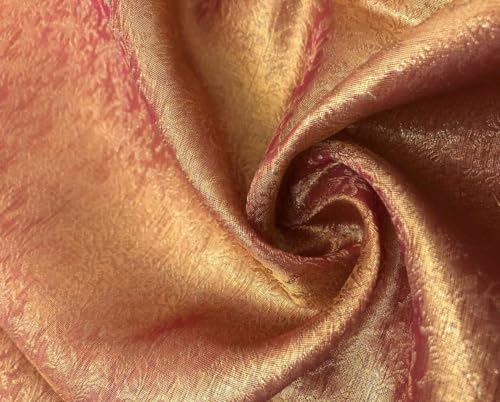 Tissu brocart de soie rouge doré métallisé luxe pour haute couture jacquard 111cm