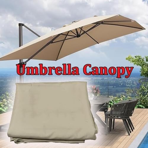Large Square Cantilever Umbrella Canopy Replacement, 9.8x9.8ft & 8.2x8.2ft Anti-UV Patio Umbrella Cover, 8 Ribs Green Outdoor Shade Solution