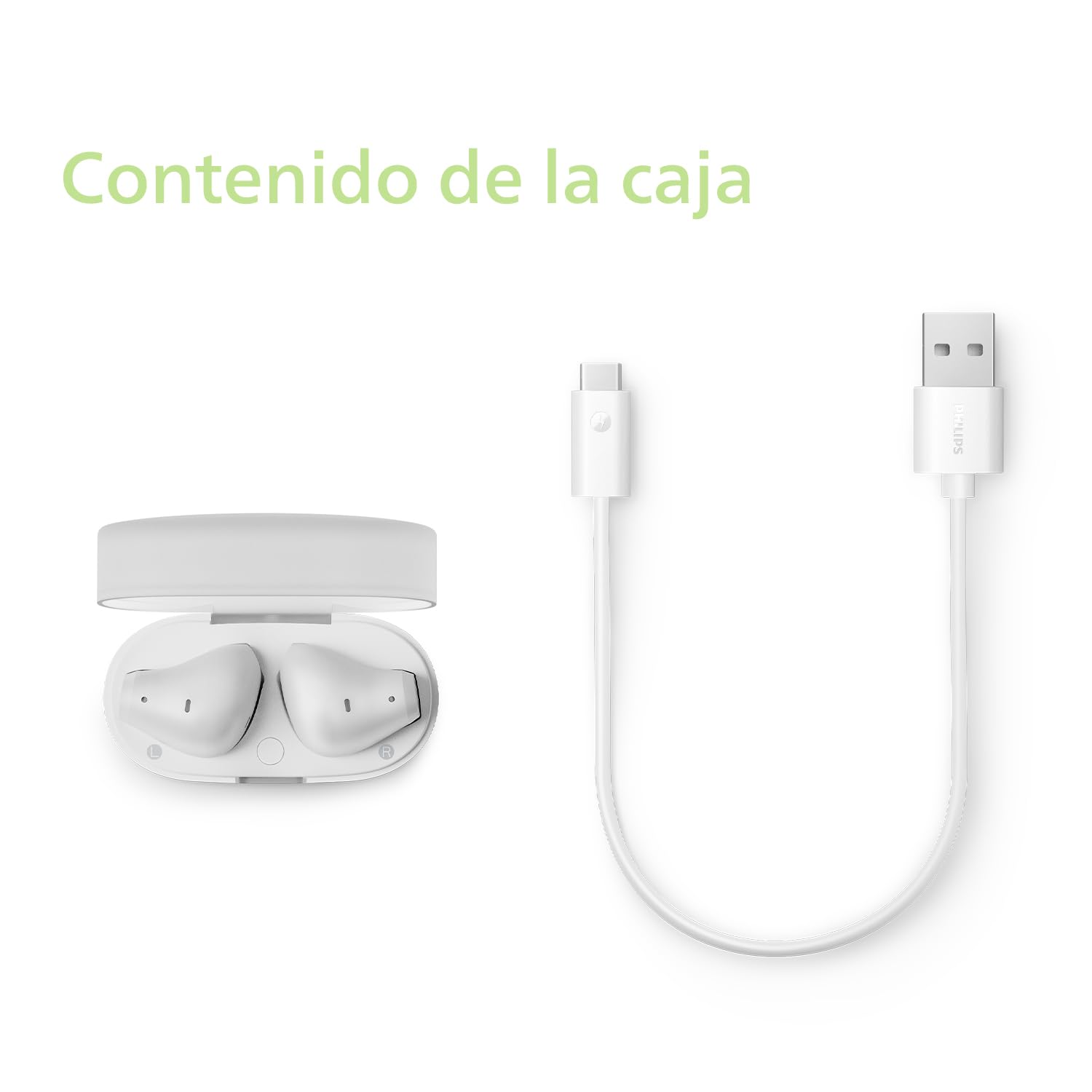 Philips TAT2139WT Auriculares pequeños True Wireless con Bluetooth, Gran Valor con un Sonido Natural, Graves dinámicos, Estuche de Carga tamaño Bolsillo, Llamadas nítidas - Blanco