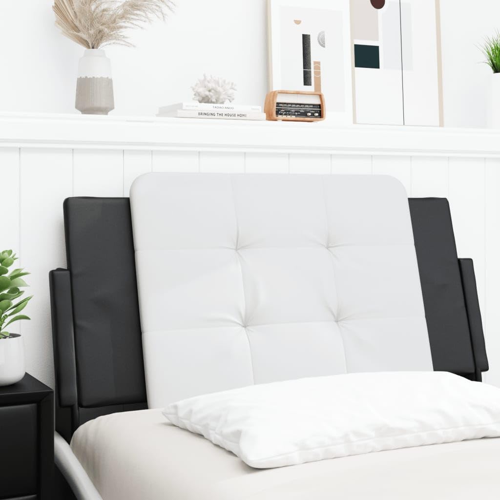 Coussin de tête de lit Zadar 100 cm en similicuir noir et blanc pour lit capitonné