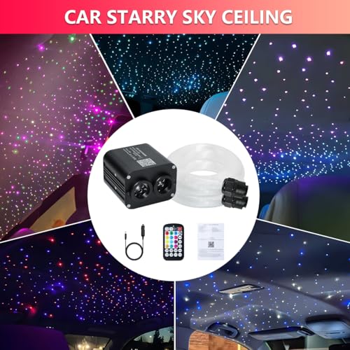 Image of Starlight Headliner Kit,Twinkle + Music Sync Dual Color Fiber Optic Star Ceiling Lights with APP Remote Control, RGBW Star Lights for Car /Home Ceiling Decor, 600pcs 9.8ft