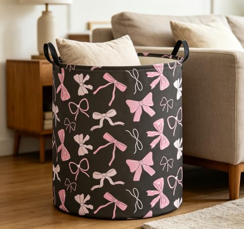 Image of 19.7 inch Laundry Basket,Waterproof Clothes Hamper,Room Decor,Gift Baskets(Bowknot)