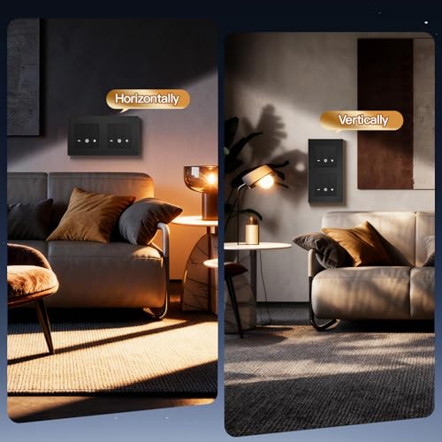 BSEED Doppel WiFi Dimmer Schalter,1 Fach 1 Weg Smart Dimmschalter,PC Rahmen,Kompatibel mit Amazon Alexa & Google Home,Lichtschalter Dimmbar f&uuml;r led lampen 240V Schwarz(Neutralleiter Erforderlich)