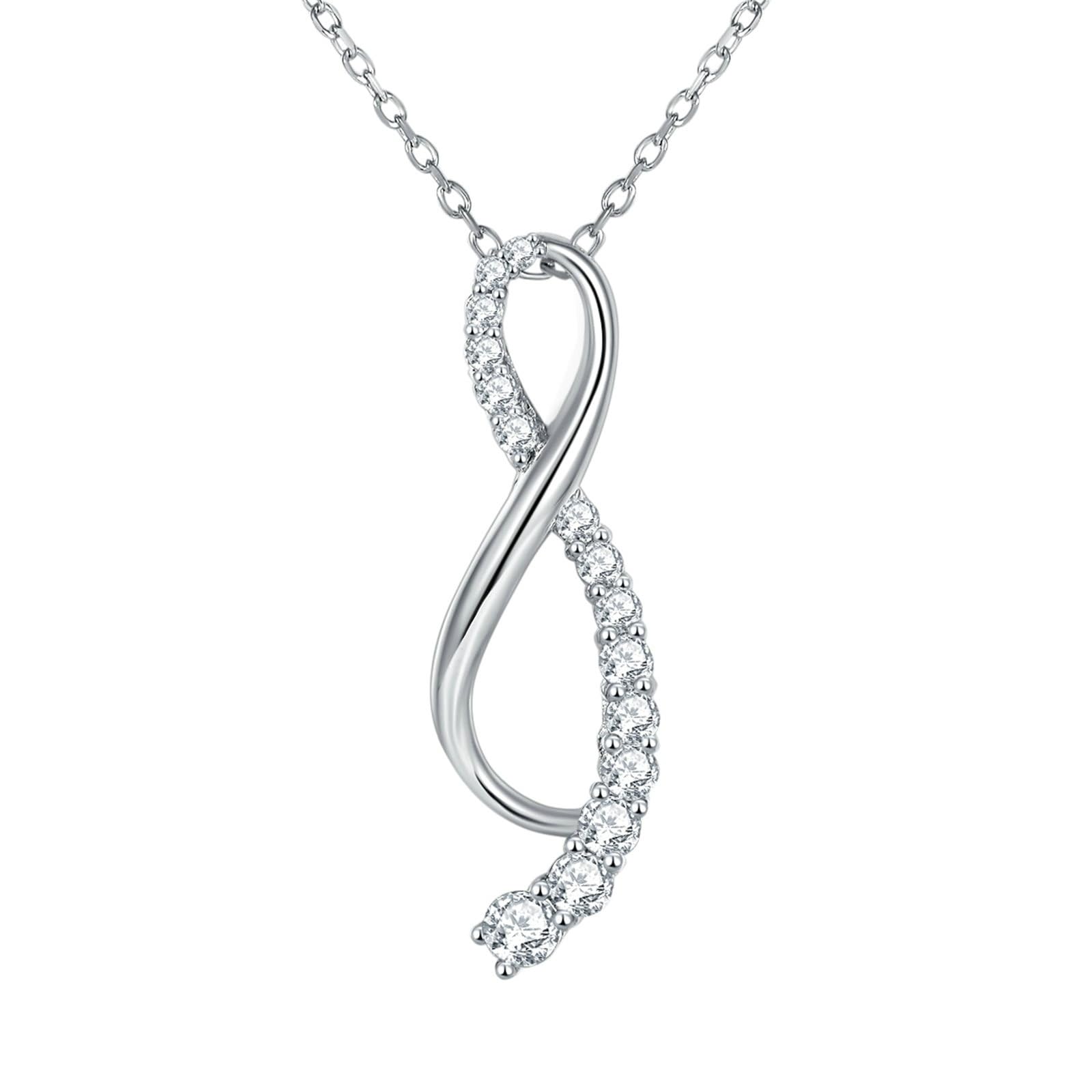 925 Sterling Silber Halskette für Damen, Moissanit Infinity Edelstein Anhänger Halskette Schmuck Kettenlänge 18 Zoll