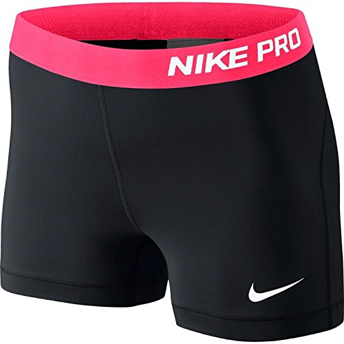 Nike Women's Pro Cool 3-Inch Compression Shorts (Black/Bright Crimson/White/X-Small)