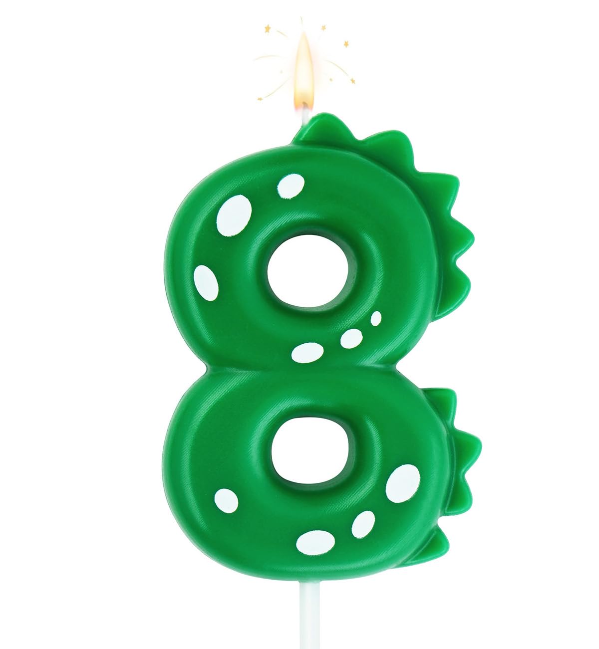 Eusbon Number 8 Birthday Candle 8 For Cakes, 7Cm Big Size Dinasour Number Candle For Cake Decoration, Dinasour Theme Forest Theme Birthday Party, Green