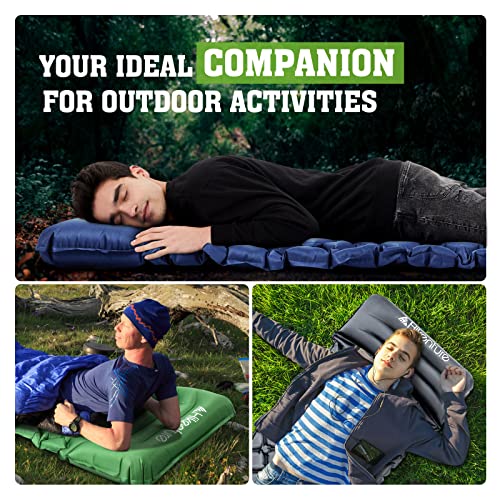 Foto von HIKENTURE Isomatte Camping kleines Packmaß Aufblasbare Luftmatratze Ultraleicht - Schlafmatte für Camping, Trekking, Backpacking (Grau mit Kissen)- Grey B4…