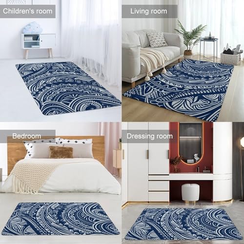 Tapis en velours de corail maori bleu aux finitions soignées