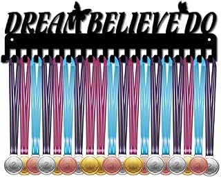 CREATCABIN Running Medal Holder Display Hanger Rack Sports Metal Wall Mount with 20 Hooks Hang Over 60 Medals Runners Home Badge Running Marathon Gymnastics Black 15.7 x 4.8inch
