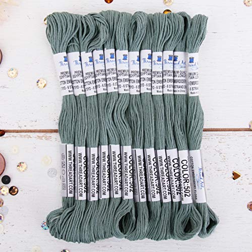 Image of 12 Skeins ThreadArt Cotton Embroidery Floss, Antique Grey | Long fiber cotton embroidery floss for cross stitch, hand embroidery and bracelets. Six-strand floss separates easily.