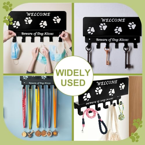 Medaillenhalter Running, SchlüSselbrett mit Ablage & 6 Haken, Hundegarderobe mit Ablage, SchlüSselhalter Wand, Medaillen Aufbewahrung für Eingangsleinen, Sonnenbrillen, Geschenke für Hundefreunde