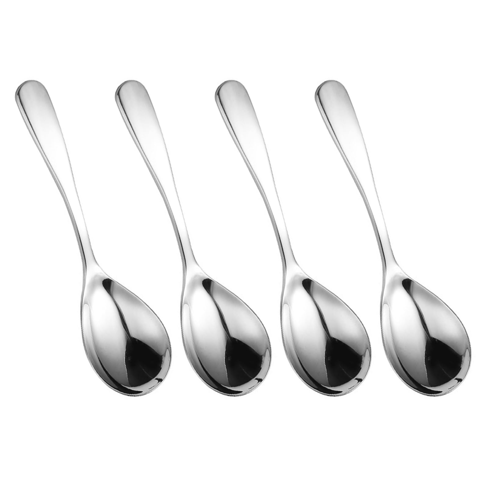 Elnwnnkc 4Pcs Stainless Steel Thick Soup Spoons Round Soup Spoon Thick Serving Spoons Cooking Kitchen Utensils Dishwasher Safe Stainsless Steels Serving