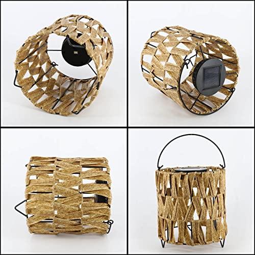 Decorative Table Lights Outdoor Rattan - Hanging Lantern Lights Solar Rattan Lantern Warm White For Tabletop, Garden Decor, Party And Wedding #TOP6