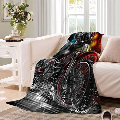 Couvertures motorcycles douces en flanelle, le cadeau idéal de 150x200cm pour ados et motards - 4