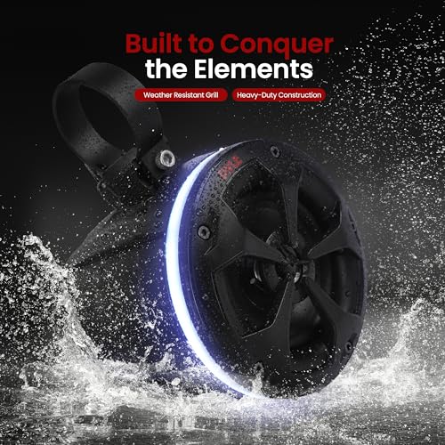 2-Way Waterproof Off Road Speakers - 4" 800W Active Passive Marine Grade Wakeboard Tower Speakers System w/RGB Light, Full Range Outdoor Audio Stereo Speaker for ATV/UTV, Jeep, Boat - Pyle PLUTV45BTR by Pyle - Image 5