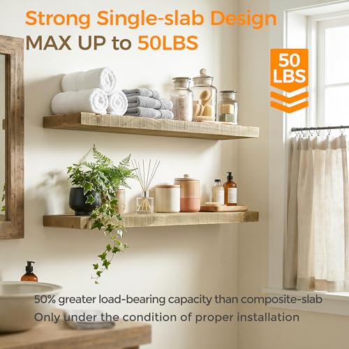Axeman 30Inch Rustic Floating Shelves 2Pack, Solid Wood| Natural - Image 4