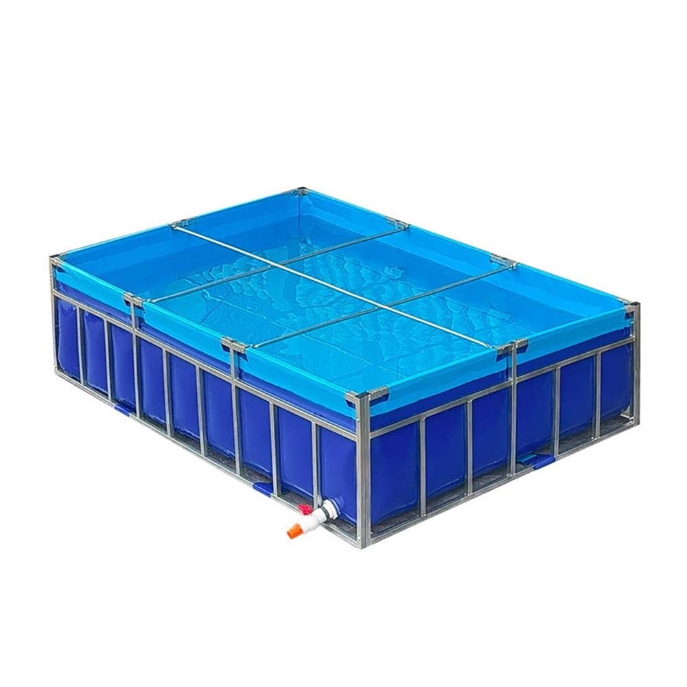 Vasca per Pesci in Robusto Telo PVC con Telaio in Acciaio Zincato