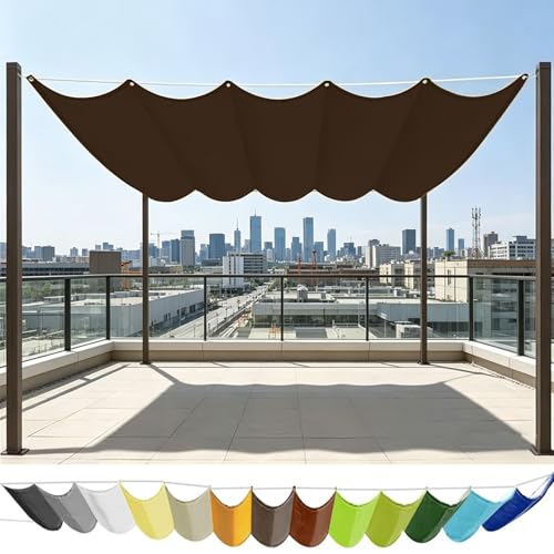 Voile ombrage rétractable vague 110x280cm marron imperméable - 2