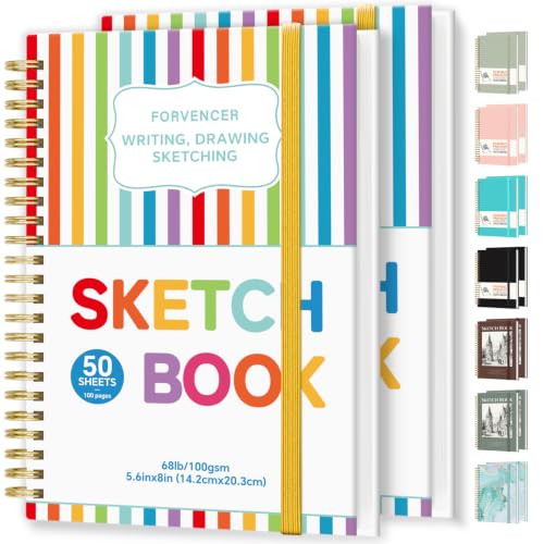 Carnet à spirale vierge Forvencer Lot de 2 blocs de dessin 100g pour l'école