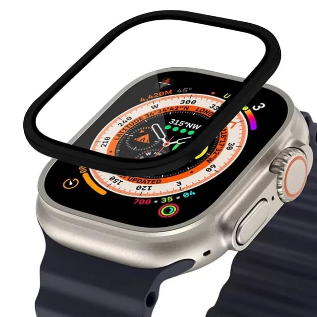 Custodia in lega di alluminio in vetro temperato per Apple Watch Ultra 2 49mm Protezione schermo antigraffio per iWatch Ultra 49mm Pellicola protettiva