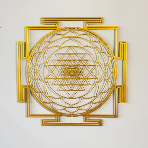 iwa concept Sri Yantra Heilige Geometrie Metall Wanddekoration, Einzigartige Moderne Dekoration für Wohnzimmer, Metall Wandkunst, Einweihungsgeschenk, Büro...