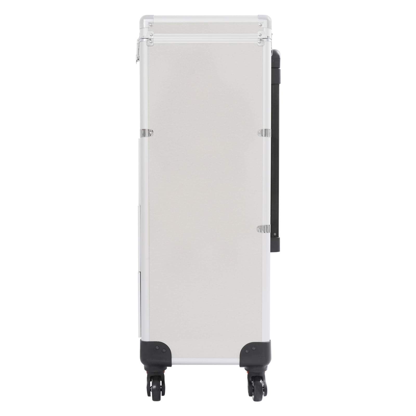 Kosmetikkoffer Kosmetik Trolley 3-in-1 Make up Koffer Schminkkoffer mit 360° drehbare Rollen, Alu Beauty Case Nagelkoffer Multikoffer, 34x27x107cm, Silber