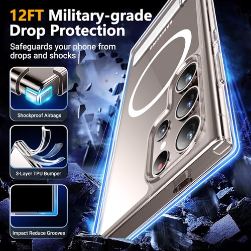 Image of SPIDERCASE Magnetic for Samsung Galaxy S24 Ultra Case, [3 Stand Ways][ Military Grade Drop Protection] with Invisible Stand Shockproof Slim Case for S24 Ultra 5G,Clear