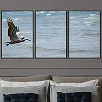 3 Piece Framed Canvas Wall Art Beach Birds Canvas Prints Home Artwork Decoration for Living Room,Bedroom - 16
