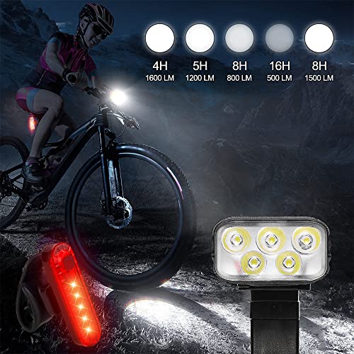 VA STFIRE Éclairage Vélo Étanche, 1600 Lumens Élevés Lampe de Vélo Rechargeable 5 Modes de Feux de Vélo, Adaptés pour Les Trajets Quotidiens, la Montagne et Le Cross-Country - Image 4
