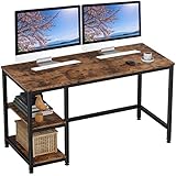 LifeFairパソコンデスク ラック付きデスク 両用デスク デスク収納 整理 オフィス 机 PCデスク テレワーク 左右入替可 省スペース 可動式棚 おしゃれ (Black)