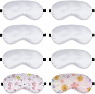 8 Pcs Sublimation Blank Eye Sleep Coverings Silk Eye Coverings Soft Heat Transfer Sleep Shade Blindfold with Adjustable Strap for Sleeping Travel Meditation Team Games