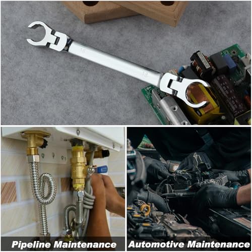 Image of Flex Head Flare Nut Wrench 15 * 17mm Metric Double Flexible Flare Nut Line Wrench Flex Tools 40Cr for Automotive Repairs Plumbing Repairs