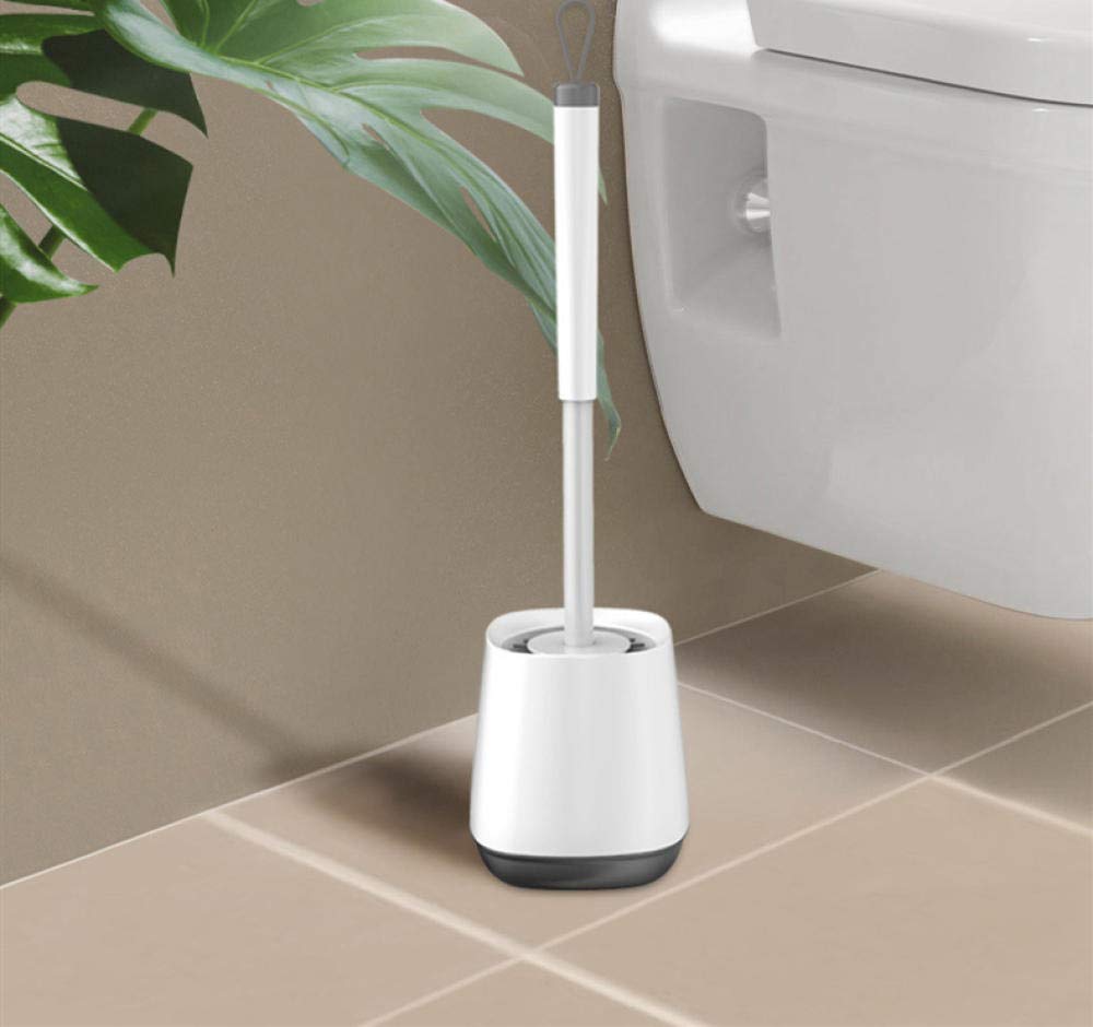 Spazzola per WC con Manico Antiscivolo, Manico Lungo scopino per WC in setole morbide Set di spazzole per Pulizia in Silicone scopino per WC-B