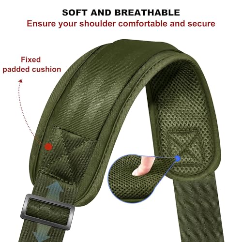 Image of ZINZ 74 inch Shoulder Strap with Fixed Pad and Dual Balanced Buckles,Army Green