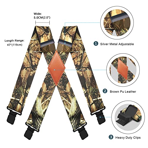 Mendeng MENJ559373171604-ARMYGREEN Men'S Camouflage Clip-End Suspenders 2 Inch Strong Clips Heavy Duty Braces thumb #1