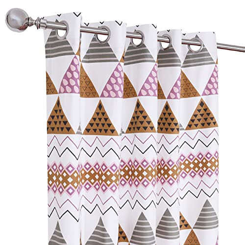 Image of Homestan 100% Cotton Block Print Door Curtains 9 Feet Long Set of 1 for Home Decor (9 X 4.5 Feet, Brown)