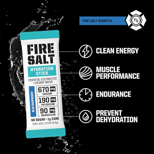 Image of Fire Salt Blue Raspberry Electrolyte Hydration Sticks, Zero Sugar, 32 Count