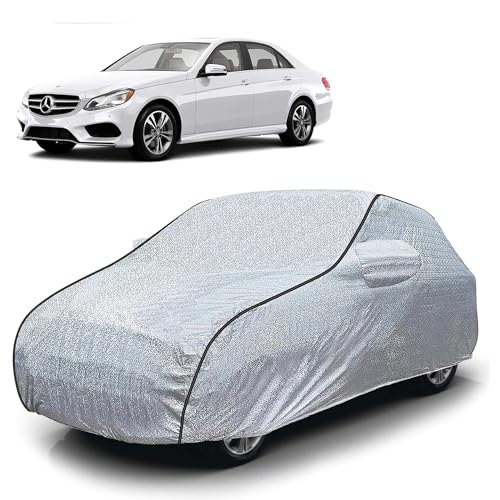 Image of Sulfar 100% Waterproof Car Body Cover Compatible with Mirror for Mercedes Benz E280 (Triple Stitched, Full Bottom Elastic, Magic Silver with Black Piping)
