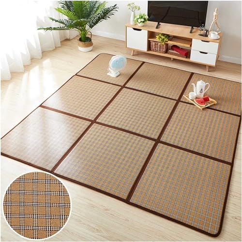 Tapis en rotin naturel Tatami haut de gamme respirant pour salon raffiné 60x60cm