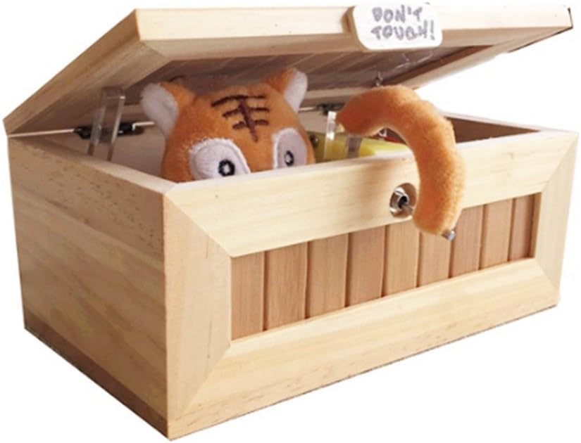 Eastern Fashional Life Fully Assembled Turns Itself Off Useless Box Leave Me Alone Machine Box with Real Wood Powered by AA Battery