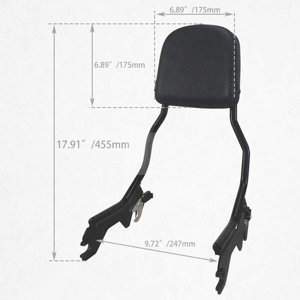 drążek Sissy z bagażnikiem Oparcie Sissy Bar Pad zestaw sprzętu do dokowania motocykla pasuje do Harley Softail Heritage Classic Street Bob 114 FXST(A Set)