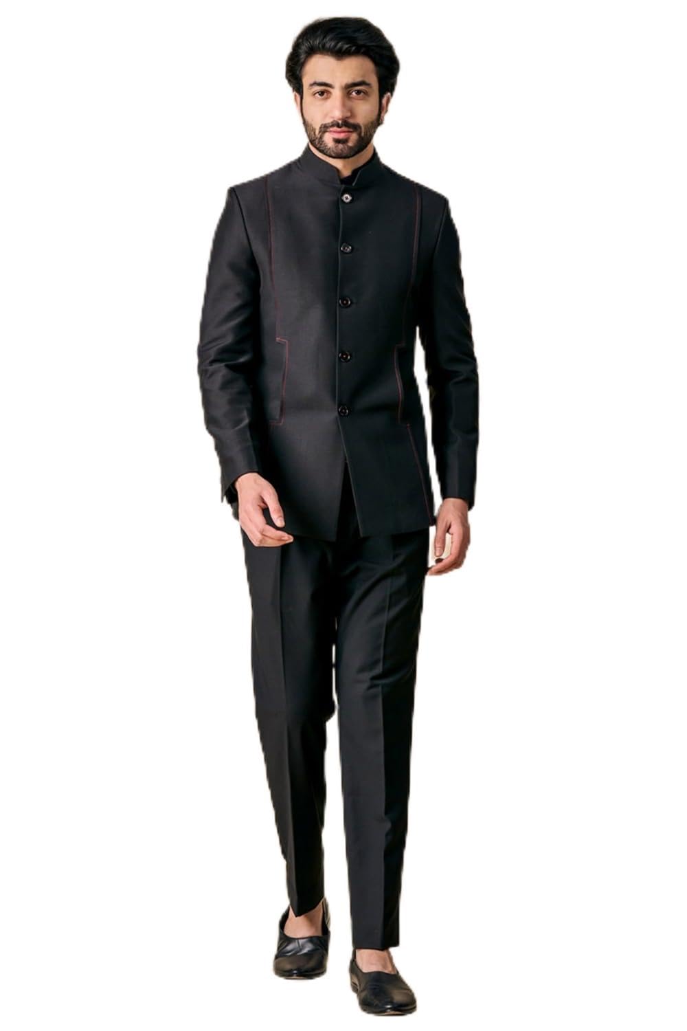 tasva Black Bandhgala With Pocket Detailing For Men-picture-30