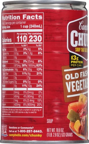 Image of Campbell's Chunky Soup, Old Fashioned Vegetable Beef Soup, 18.8 Oz Can (Pack of 3)