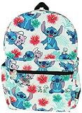 Lilo and Stitch 16 Inch Allover Print Backpack with Laptop Sleeve (White w/Side Pockets)
