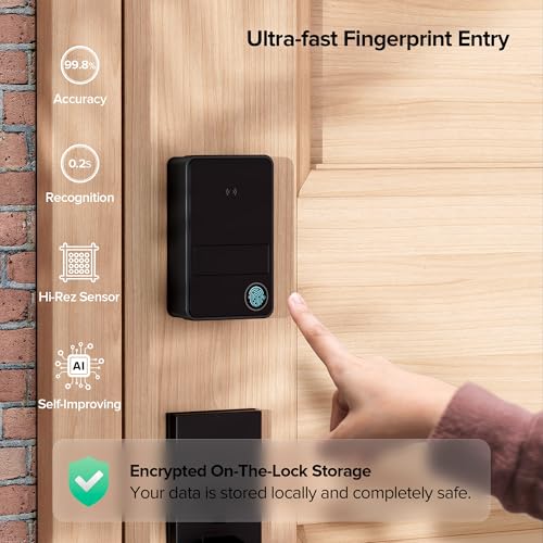 Image of X3 Apple Home Key Door Lock Deadbolt, iOS ONLY, Smart Keyless Entry Door Lock with Fingerprint, Works with HomeKit Over Thread (Border Router), Voice /App /Remote Control, IP65 Weatherproof, Black