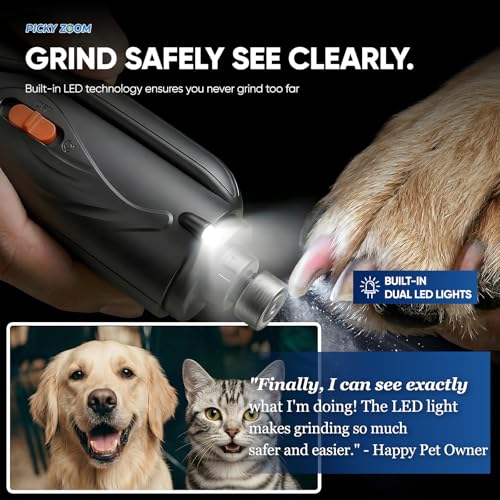 image for Picky zoom 2-in-1 Dog & Cat Nail Clippers and Grinder with Light – S