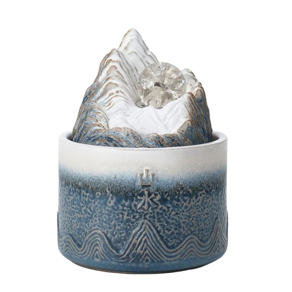 ZTHYSHOZ Tabletop Fountain Waterfall Indoor Desktop Fountain Ceramic Mini Decoration Meditation(Blue)